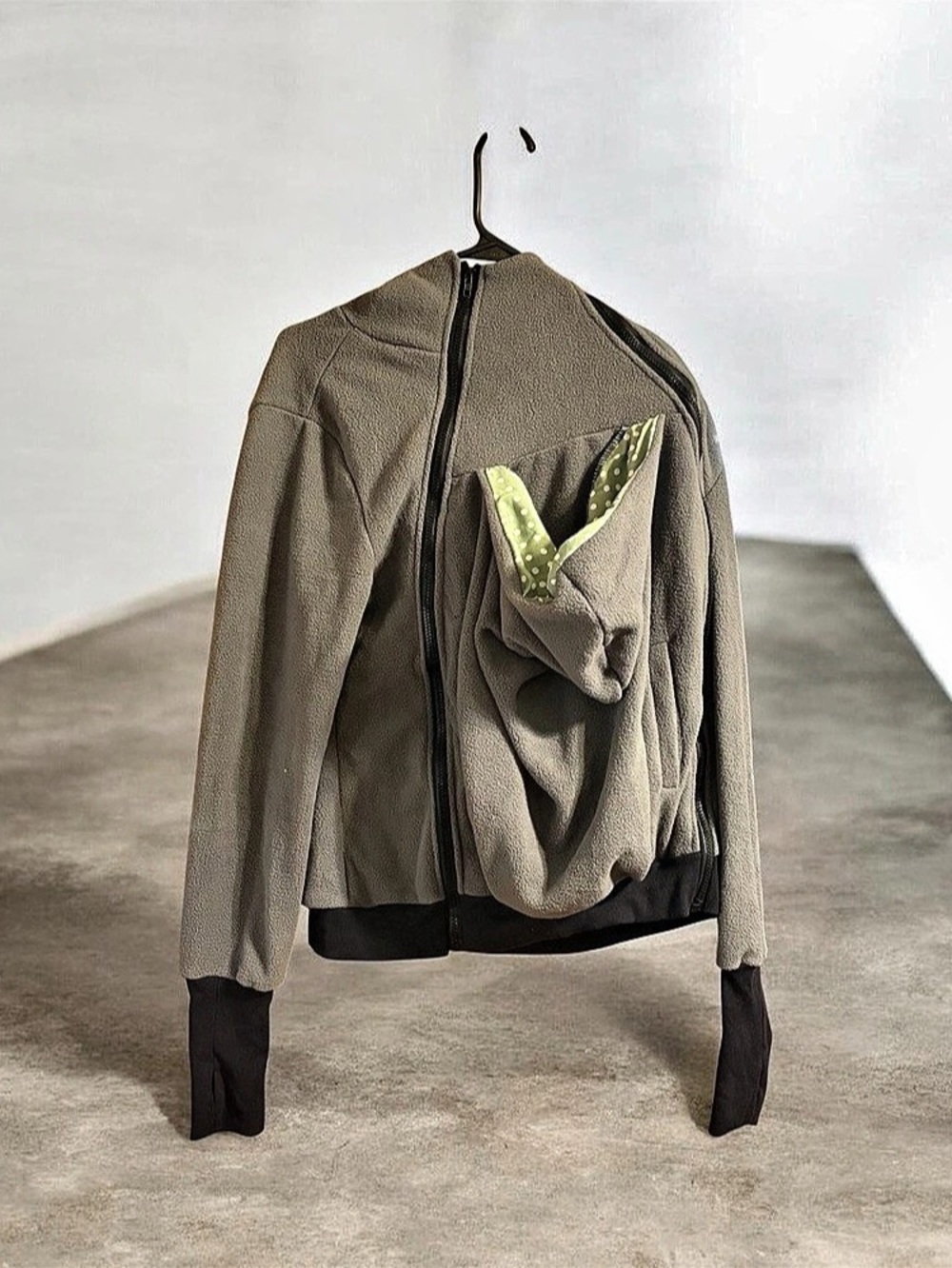 Gray hoodie with baby carrying pouch